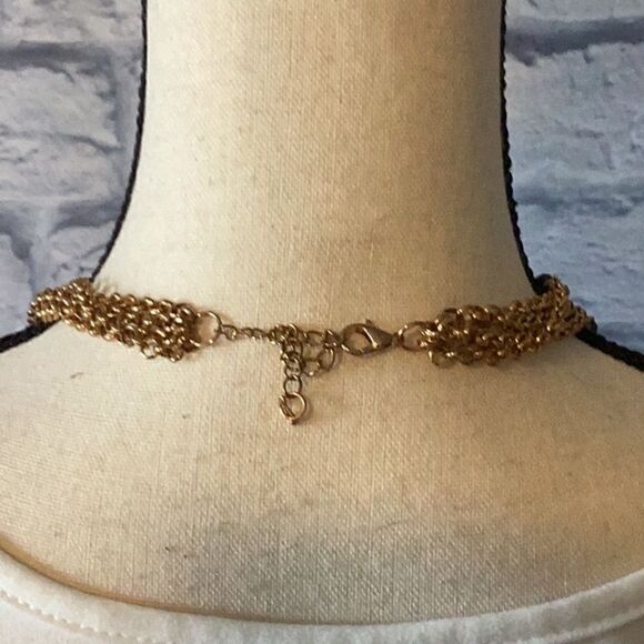 Dark Blue & Gold 4-Strand Beaded Necklace - Picture 5 of 5